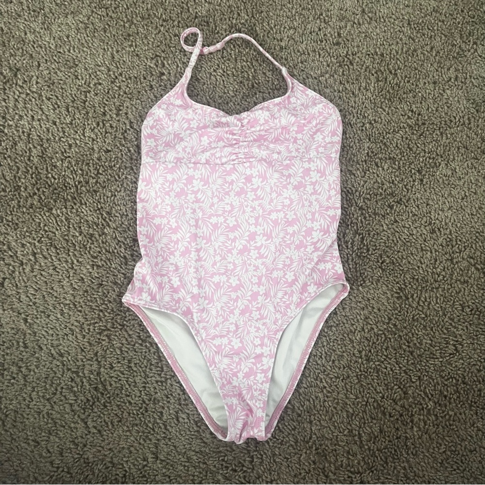 Billabong Girls’ Pink Floral One-Piece Swimsuit Size 8